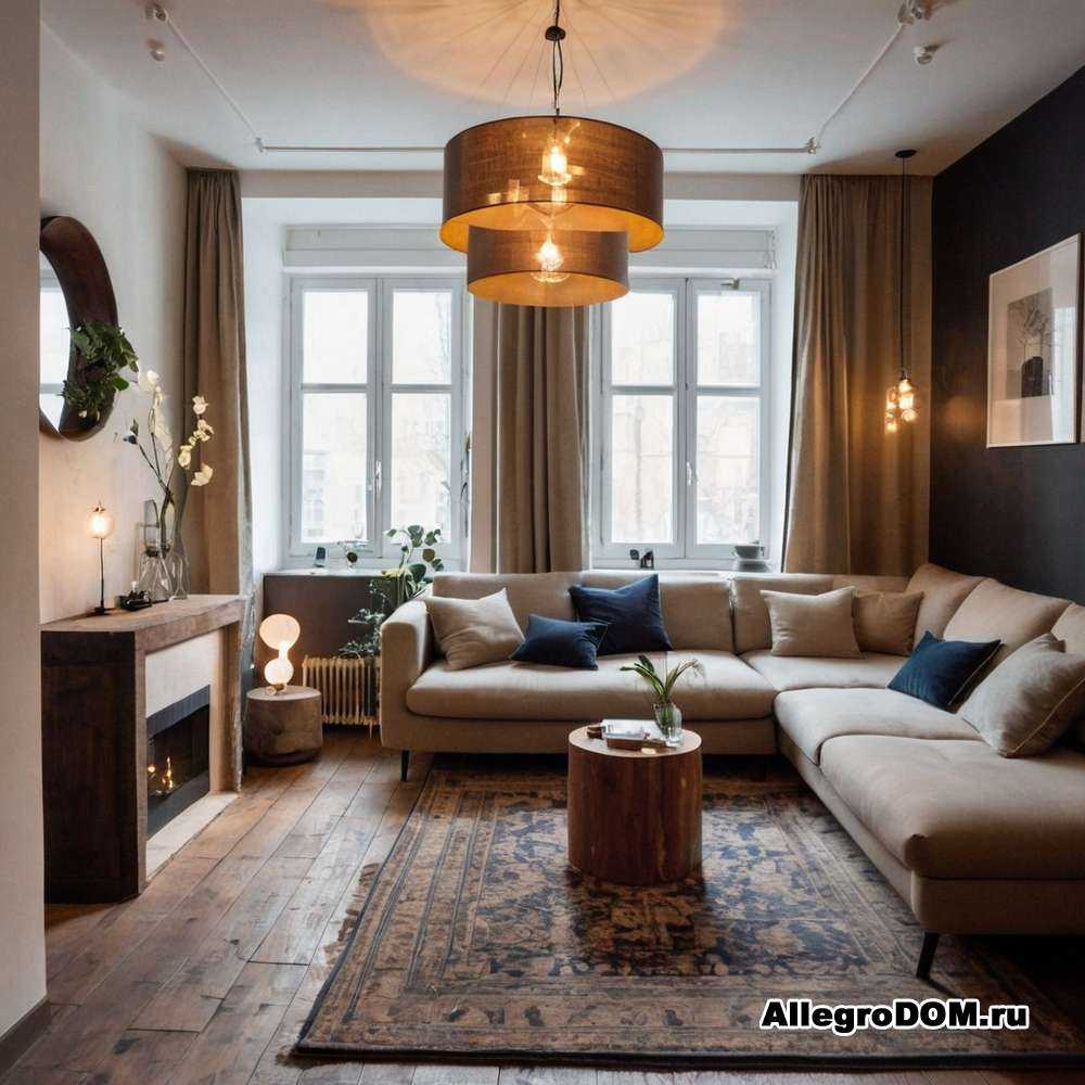 Стильный интерьер гостиной сочетание мебели и аксессуаров